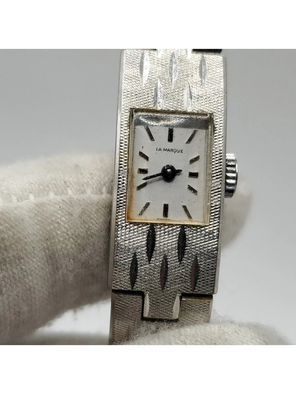 Vintage La Marque Mechanical Small Rectangle Dial Womens Watch 11mm Running 6.75